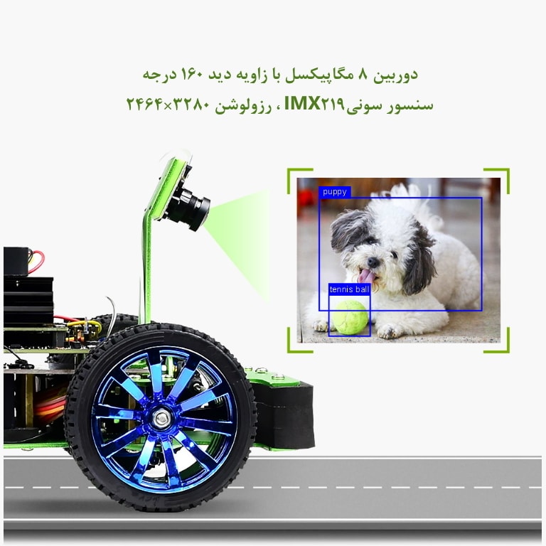 ربات برای یادگیری ماشین و پردازش تصویر به همراه دوربین IMX219 مخصوص کیت هوش مصنوعی JetRacer ROS، ربات مسابقه‌ای