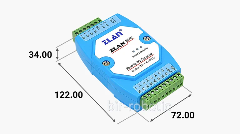 ابعادماژول کنترل کننده IO چهار کانال از طریق شبکه مدل ZLAN6042