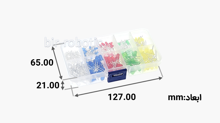 ابعاد بسته LED 5mm 3mm با 5 رنگ 100 عددی