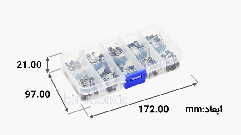 ابعاد بسته ترانزیستور TO-92 با 10 تنوع 200 تایی