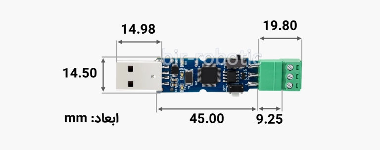 ابعاد- مبدل USB به CAN مدل A