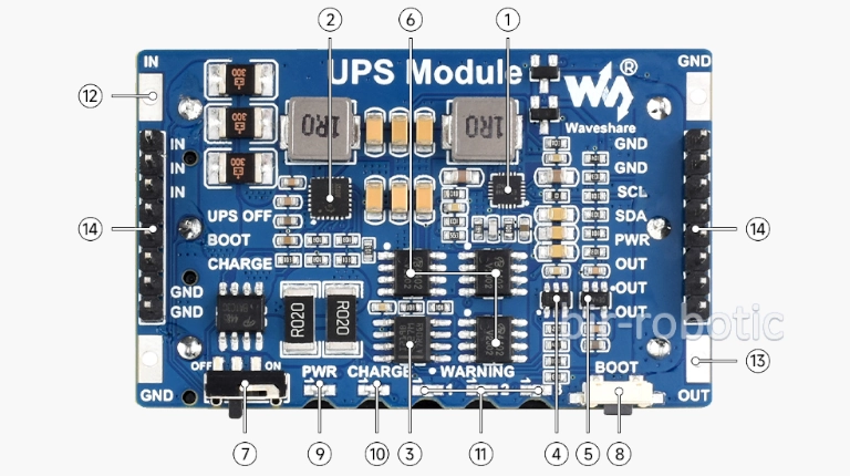 مشخصات روی برد ماژول UPS مینی 5 ولت 2.5 آمپر