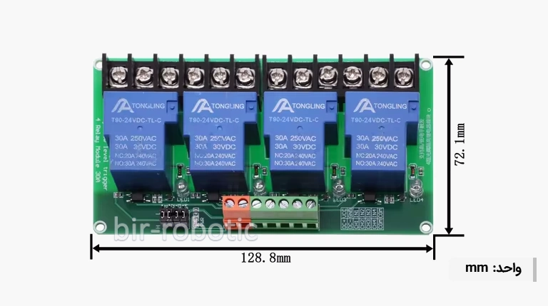 4Ch 24V 30A relay module-size