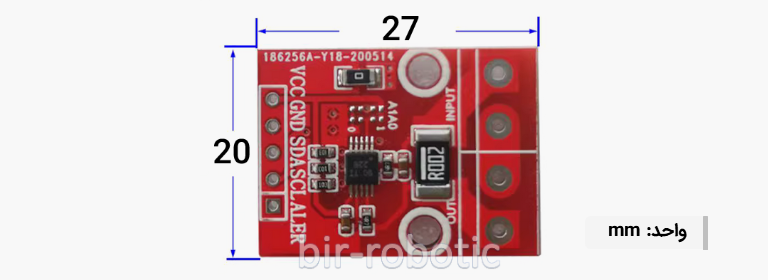 ابعاد ماژول اندازه گیری ولتاژ و جریان INA226 با رابط I2C ابعاد ماژول اندازه گیری ولتاژ و جریان INA226 با رابط I2C