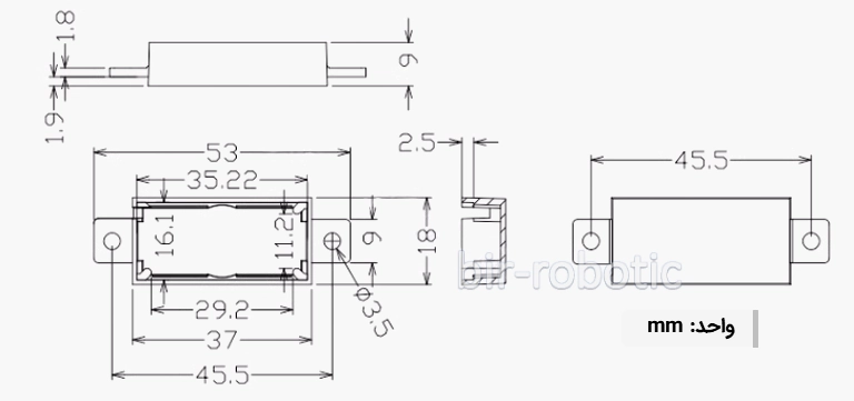 ابعاد اسپیکر 8 اهم 2 وات مدل 3718